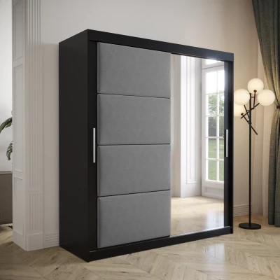 Šatní skříň s posuvnými dveřmi 200 cm TALIA - černá / šedá