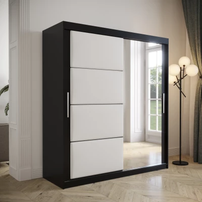 Šatní skříň s posuvnými dveřmi 200 cm TALIA - černá / bílá