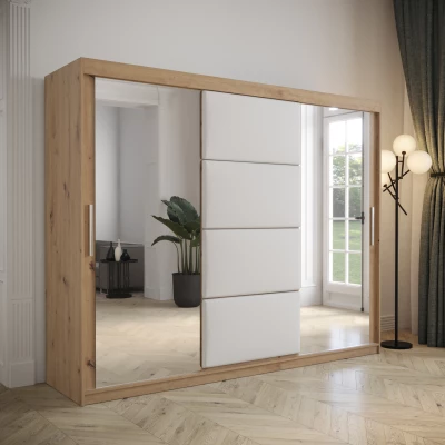 Šatní skříň s posuvnými dveřmi 250 cm TALIA - dub artisan / bílá