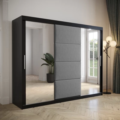 Šatní skříň s posuvnými dveřmi 250 cm TALIA - černá / šedá