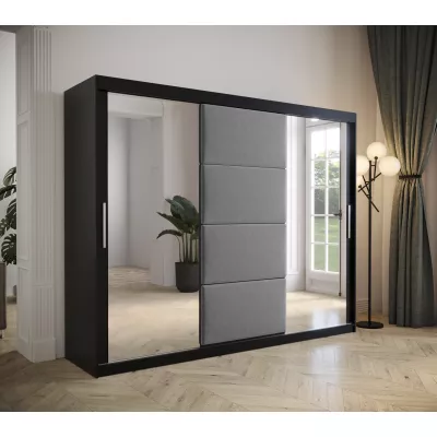 Šatní skříň s posuvnými dveřmi 250 cm TALIA - černá / šedá