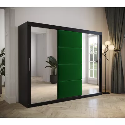Šatní skříň s posuvnými dveřmi 250 cm TALIA - černá / zelená