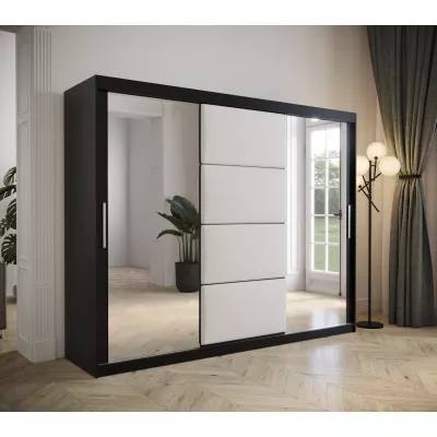 Šatní skříň s posuvnými dveřmi 250 cm TALIA - černá / bílá