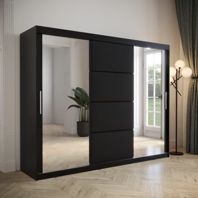 Šatní skříň s posuvnými dveřmi 250 cm TALIA - černá
