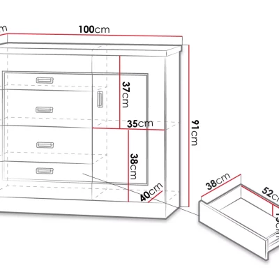 Moderní kombinovaná komoda GIADA - dub lefkas