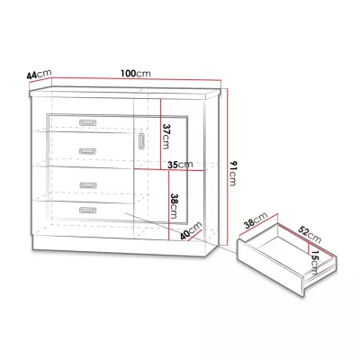 Moderní kombinovaná komoda GIADA - dub