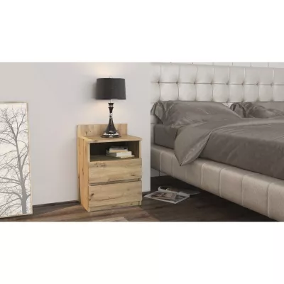 Noční stolek se zásuvkami a poličkou TAAVI - dub artisan