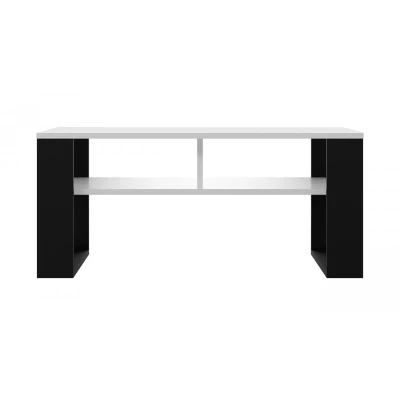 Konferenční stolek s poličkou LAUREN 3 - bílý / černý