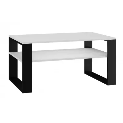 Konferenční stolek s poličkou LAUREN 2 - bílý / černý