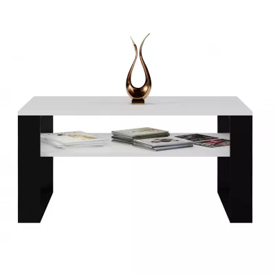 Konferenční stolek s poličkou LAUREN 2 - bílý / černý