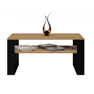 Konferenční stolek s poličkou LAUREN 2 - dub artisan / černý