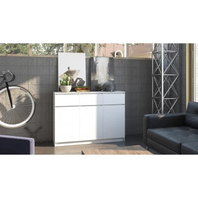 Široká kombinovaná komoda ELBE - bílá