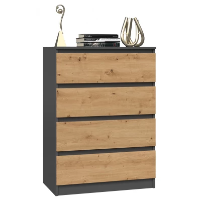 Úzká šuplíková komoda TAAVI - dub artisan / antracitová