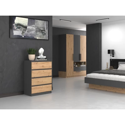 Úzká šuplíková komoda TAAVI - dub artisan / antracitová