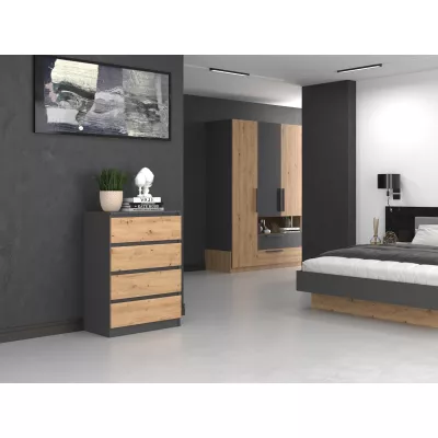 Úzká šuplíková komoda TAAVI - dub artisan / antracitová