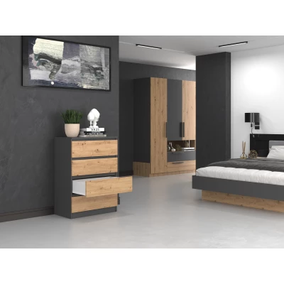 Úzká šuplíková komoda TAAVI - dub artisan / antracitová