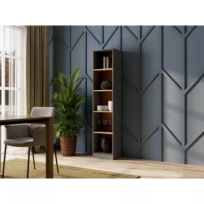 Úzká knihovna RAUNO - 40 cm, dub artisan / antracitová