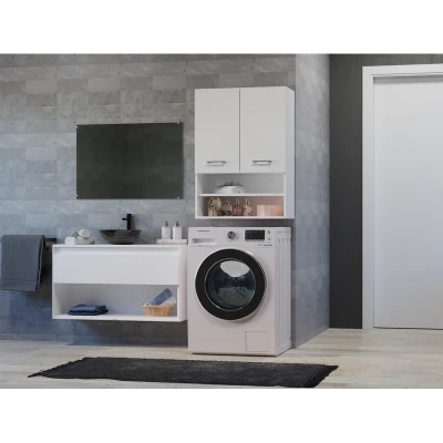 Horní koupelnová skříňka s poličkami MARGO - matná bílá