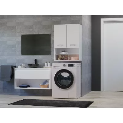 Horní koupelnová skříňka s poličkami MARGO - matná bílá