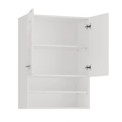 Horní koupelnová skříňka s poličkami MARGO - lesklá bílá