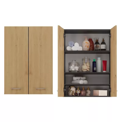 Horní koupelnová skříňka MARGO - dub artisan / antracitová
