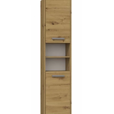 Úzká skříňka do koupelny s poličkami MARGO - dub artisan