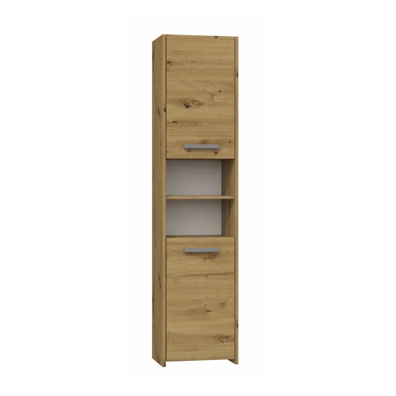 Úzká skříňka do koupelny s poličkami MARGO - dub artisan