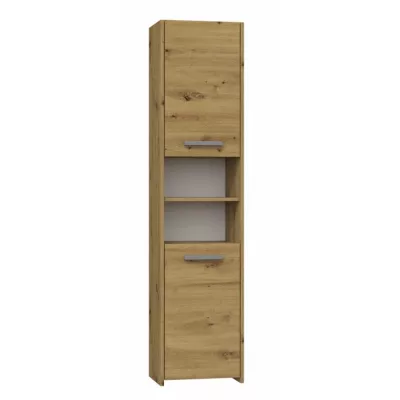 Úzká skříňka do koupelny s poličkami MARGO - dub artisan