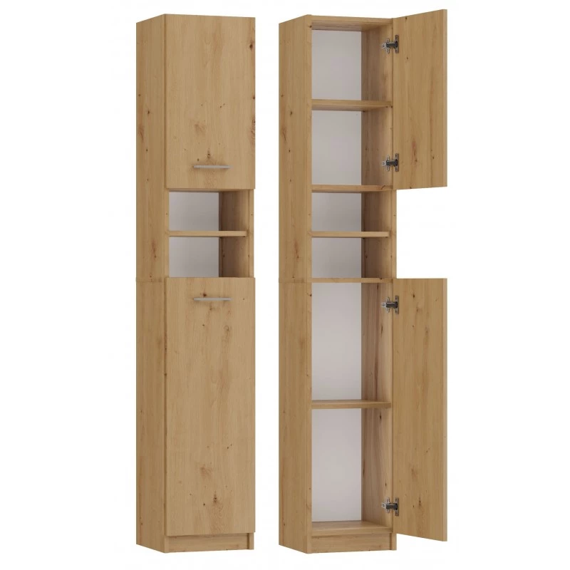 Úzká skříňka do koupelny JANNO - dub artisan