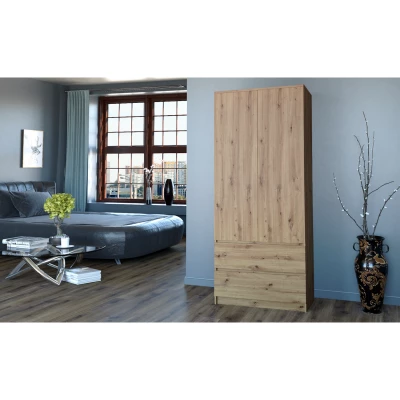 Šatní skříň 90 cm s šuplíky TAAVI - dub artisan