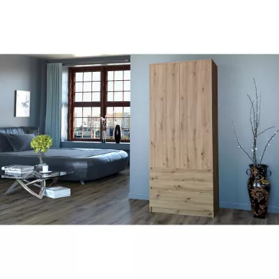Šatní skříň 90 cm s šuplíky TAAVI - dub artisan