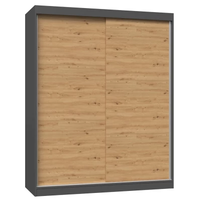 Šatní skříň 160 cm s posuvnými dveřmi RANNO 4 - dub artisan / antracitová