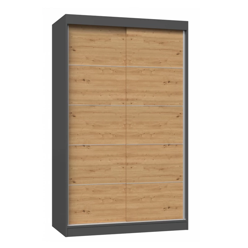 Šatní skříň 120 cm s posuvnými dveřmi RANNO 2 - dub artisan / antracitová