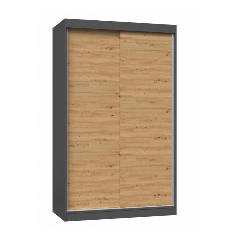 Šatní skříň 120 cm s posuvnými dveřmi RANNO 1 - dub artisan / antracitová