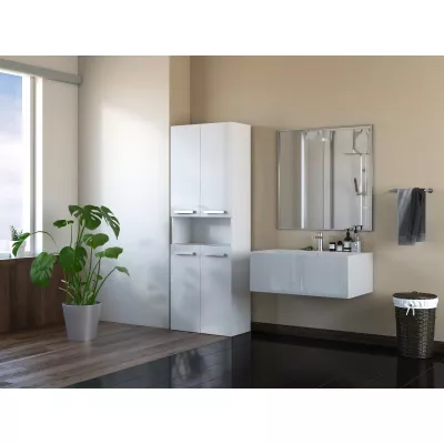 Koupelnová skříňka s poličkou VALDUR 4 - lesklá bílá