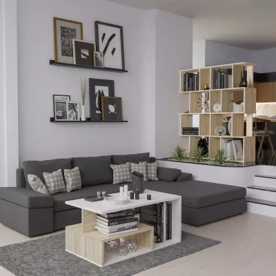 Policový stojící regál AIVO - dub sonoma