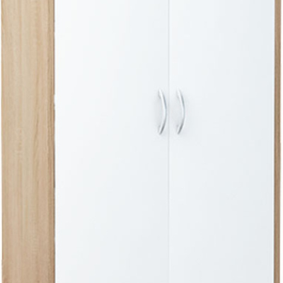 VÝPRODEJ - Policová šatní skříň LUBA - šířka 74 cm, dub sonoma / bílá