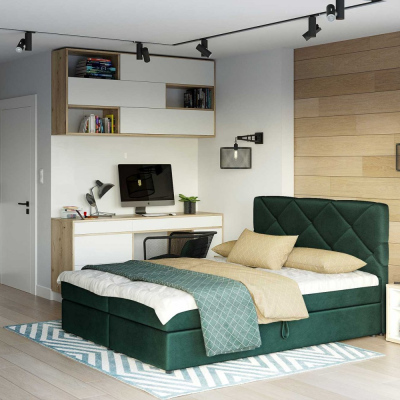 VÝPRODEJ - Manželská postel s prošíváním KATRIN 180x200, zelená