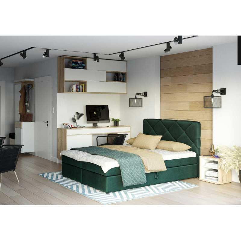 VÝPRODEJ - Manželská postel s prošíváním KATRIN 180x200, zelená