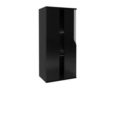 VÝPRODEJ - Závěsná / stojící vitrína ERIE - černá / lesklá černá