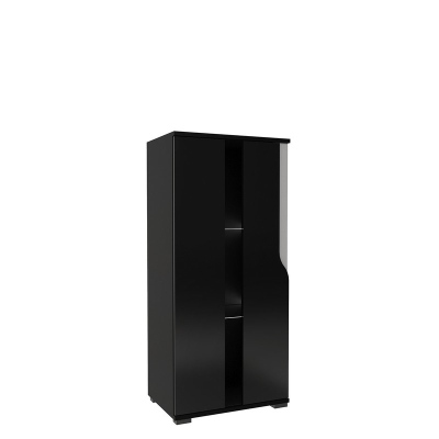 VÝPRODEJ - Závěsná / stojící vitrína ERIE - černá / lesklá černá