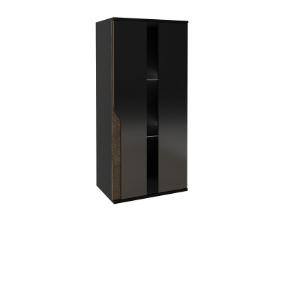 VÝPRODEJ - Závěsná / stojící vitrína ERIE - černá / lesklá černá