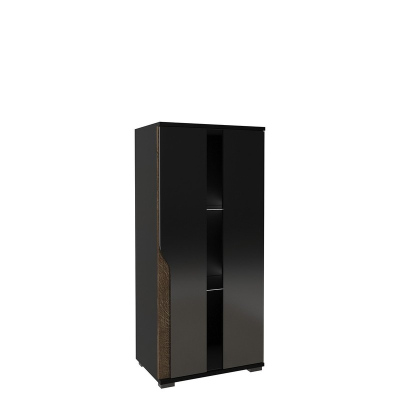 VÝPRODEJ - Závěsná / stojící vitrína ERIE - černá / lesklá černá