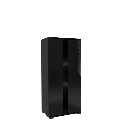 VÝPRODEJ - Závěsná / stojící vitrína ERIE - černá / lesklá černá