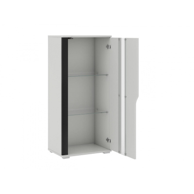 VÝPRODEJ - Závěsná / stojící vitrína ERIE - černá / lesklá černá