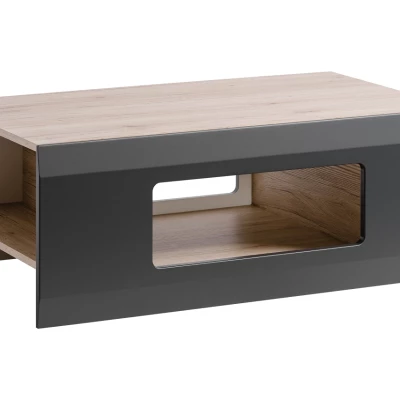 Konferenční stolek s úložným prostorem PETULA - dub san remo / matný grafit