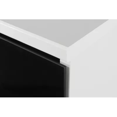 Obývací stěna s LED osvětlením SALIMA - bílá / lesklá černá