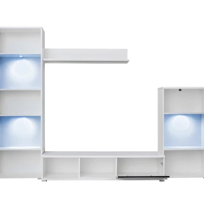Moderní obývací stěna s LED osvětlením SALIMA - bílá / lesklá černá