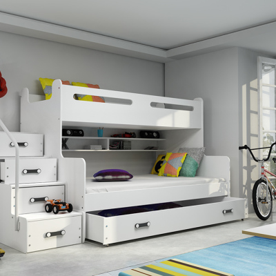 VÝPRODEJ - Dětská patrová postel s úložným prostorem a matracemi 80x200 IDA 3 - bílá