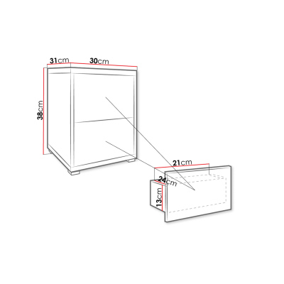 VÝPRODEJ - Noční stolek FILA - bílý